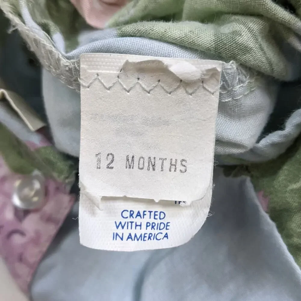 Vintage Bubble Romper Baby Girls Size 12m Three Blind Mice Blue Floral Spring